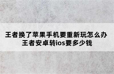 王者换了苹果手机要重新玩怎么办 王者安卓转ios要多少钱